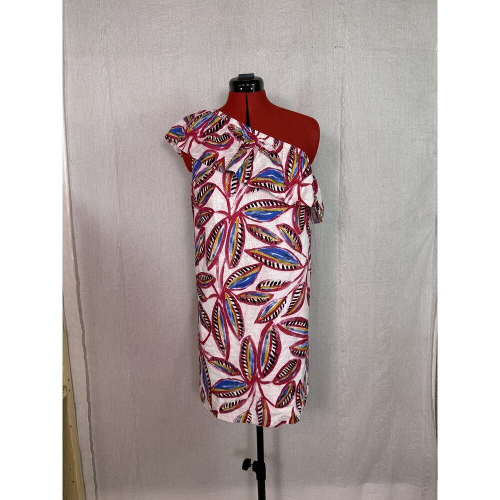 J. Crew Womens Linen Blend Ruffle One Shoulder Floral Print Dress Size S D212